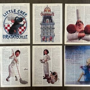 Ratatouille  Disney Movie Themed Dictionary Prints - Set of 6
